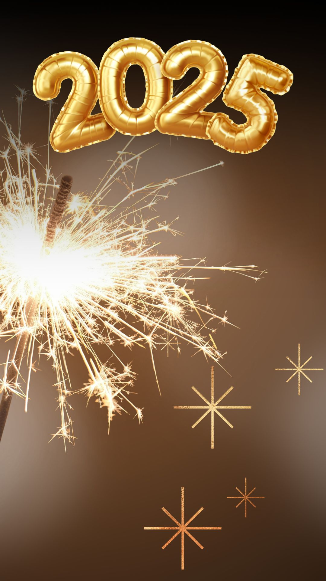 Eine festliche Szene. Oben in der Mitte sind große, goldene Ballons in Form der Zahlen